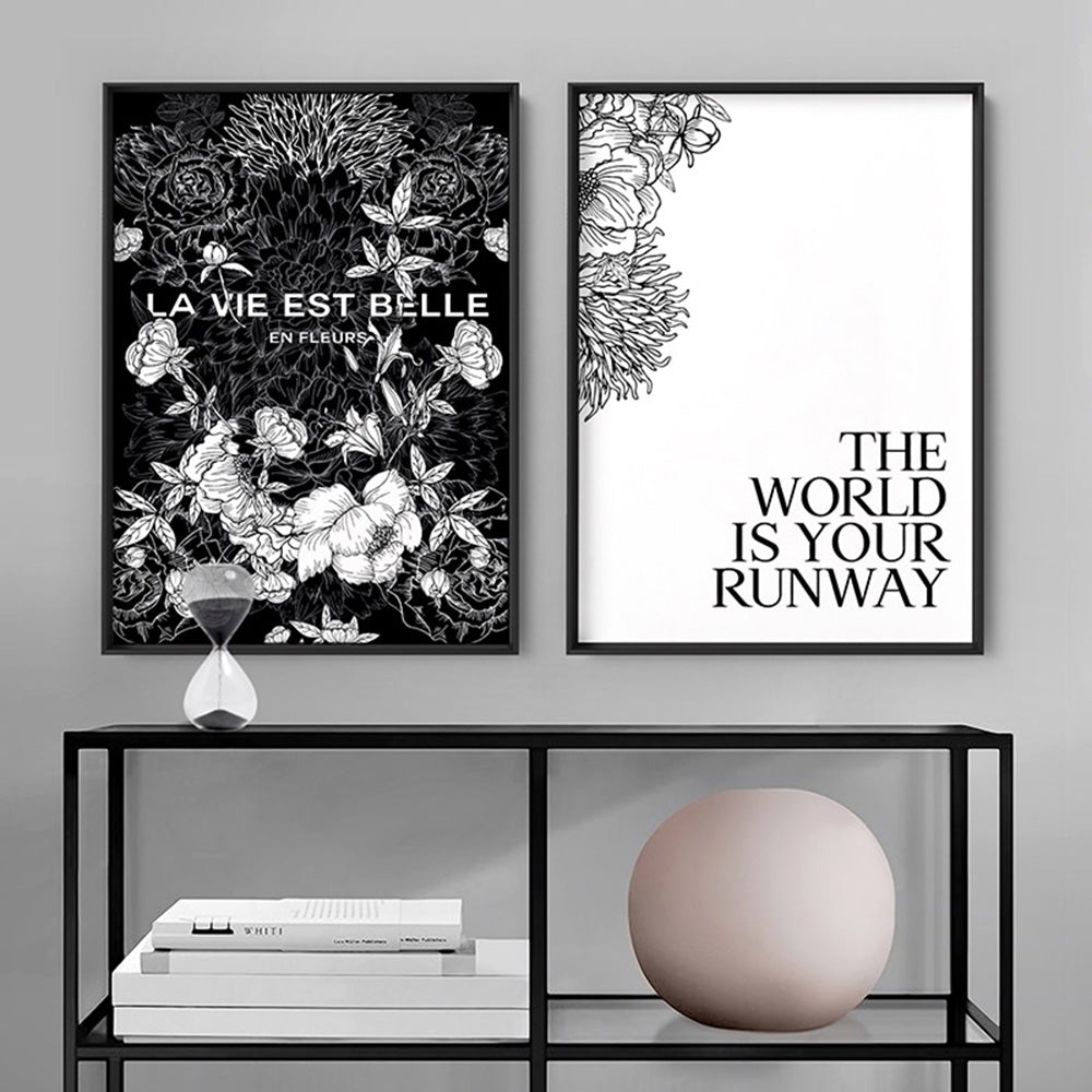 The World is Your Runway - Art Print, Poster, Stretched Canvas or Framed Wall Art, shown framed in a home interior space