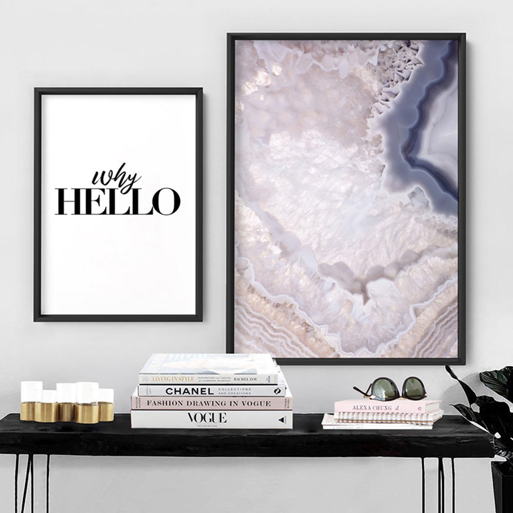 Why Hello - Art Print, Poster, Stretched Canvas or Framed Wall Art, shown framed in a home interior space