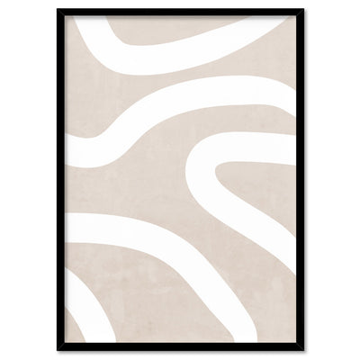 Boho Abstracts | White Lines I - Art Print, Poster, Stretched Canvas, or Framed Wall Art Print, shown in a black frame